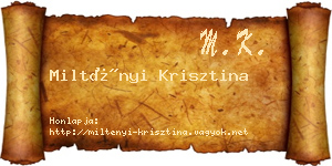 Miltényi Krisztina névjegykártya