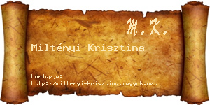 Miltényi Krisztina névjegykártya